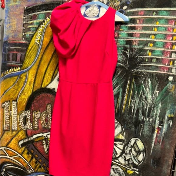 Gorgeous red black halo dress size 6 ruffled one shoulder - Picture 1 of 5